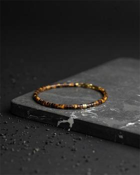 Preview: 2 mm Armband mit Tigerauge-Steinen und Titanelement - Sphera Tiger